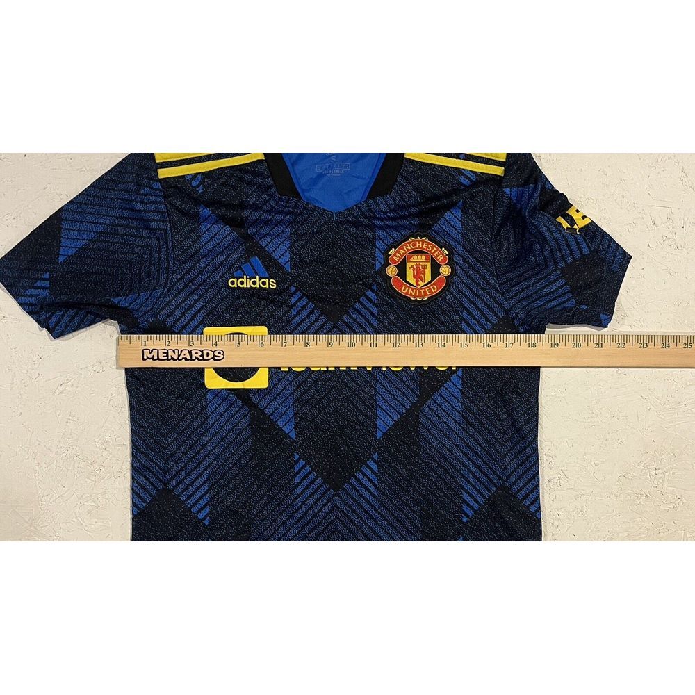 Manchester United 2021 2022 Third Adidas Jersey Kit Shirt Small Blue Yellow - Picture 8 of 9